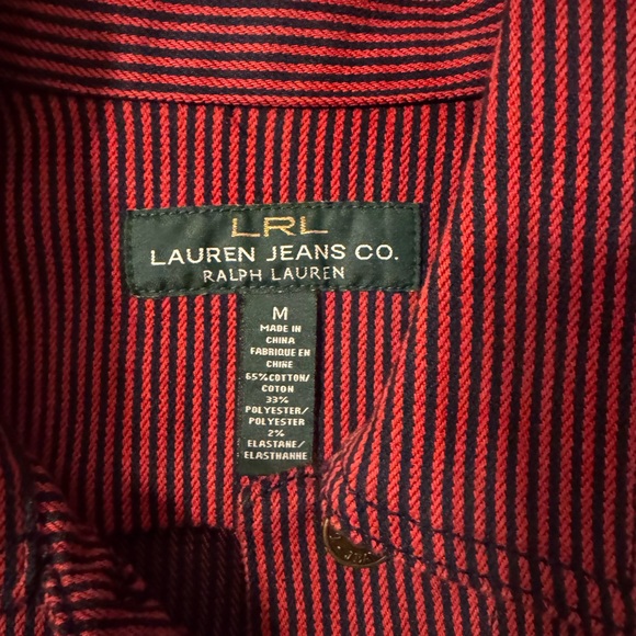 Ralph Lauren Women's Burgundy Striped Jean Jacket - Picture 2 of 2